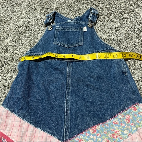 Vintage Girls 7 Xxl Gymboree Denim Overall Bib Dress patchwork Bandana Y2K - Picture 3 of 8